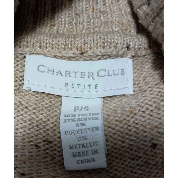 CHARTER CLUB: Beige 3/4 Sleeve Cowl-Neck Sweater, Women's Size P/S - Picture 6 of 6